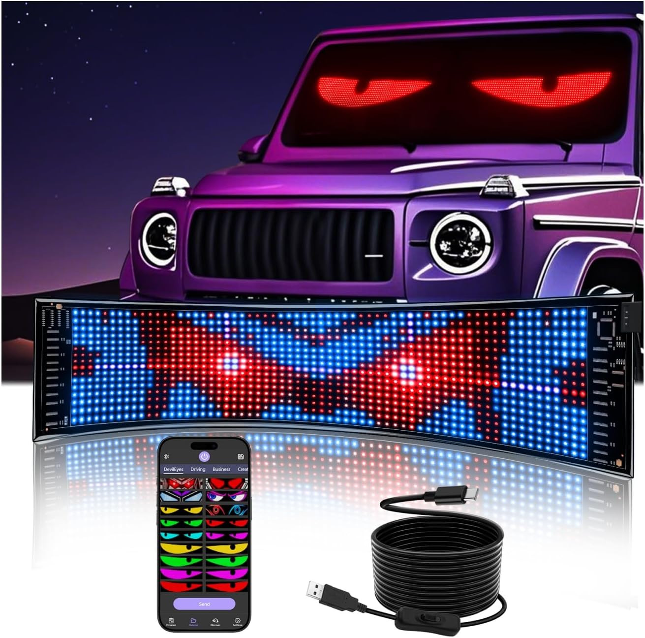 Upgrade Multifunctional Bright Led Sign – 15” X 4” [ Upgrade to All-In-One Featu