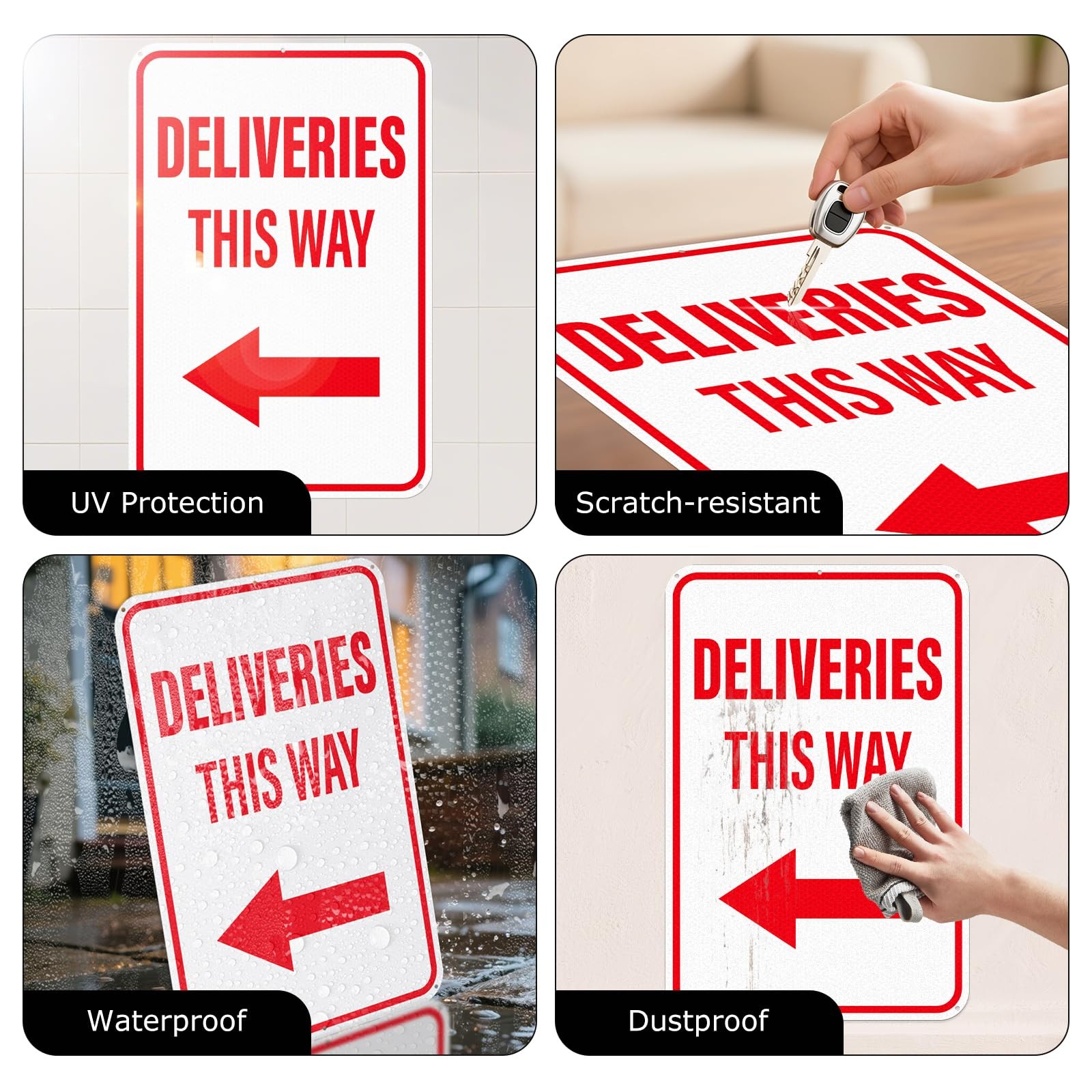 2 Pack Deliveries This Way Sign with Left Arrow 18″×12″ Aluminum