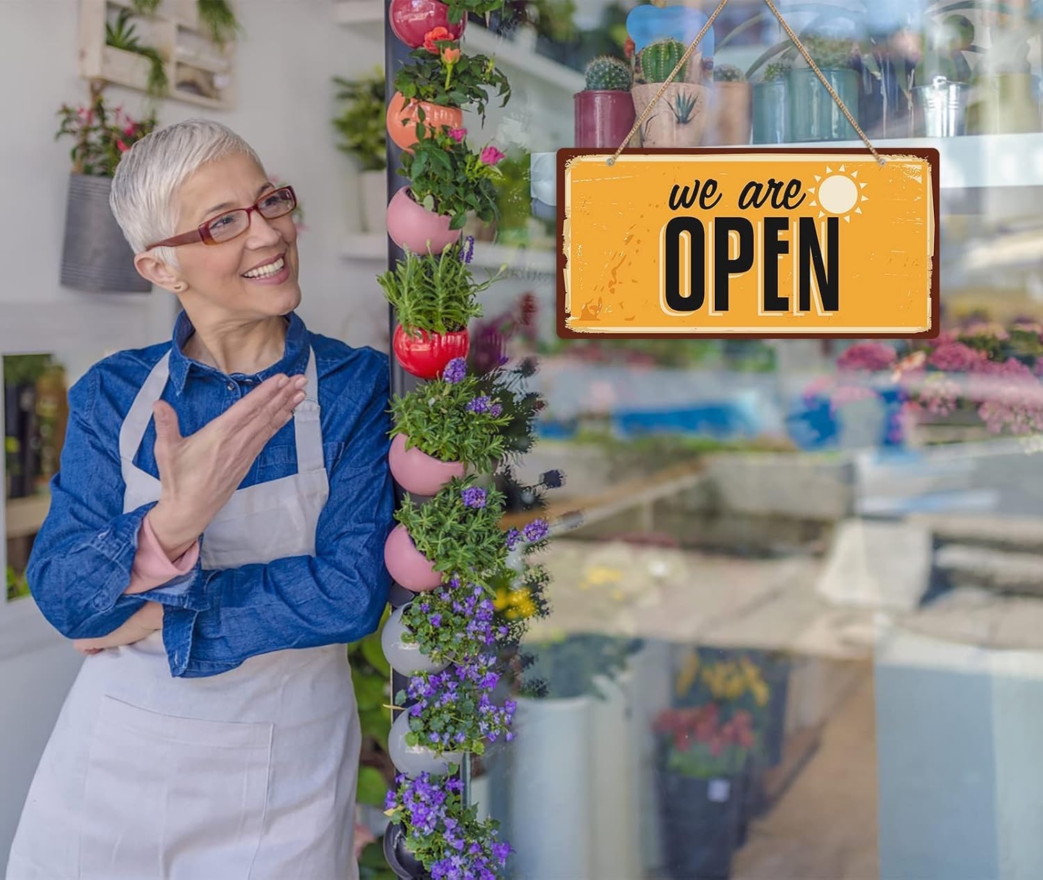 Double Sided Open Closed Sign for Business – 12″ x 8″ Glow in the Dark Rustic…