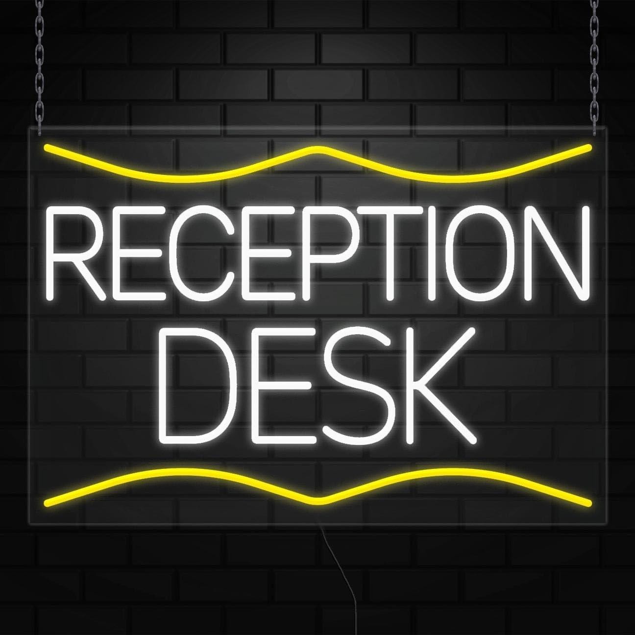 Reception Desk Neon Sign for Retail Displays | LED Flex Neon | 36″W x 24″H x 1″D