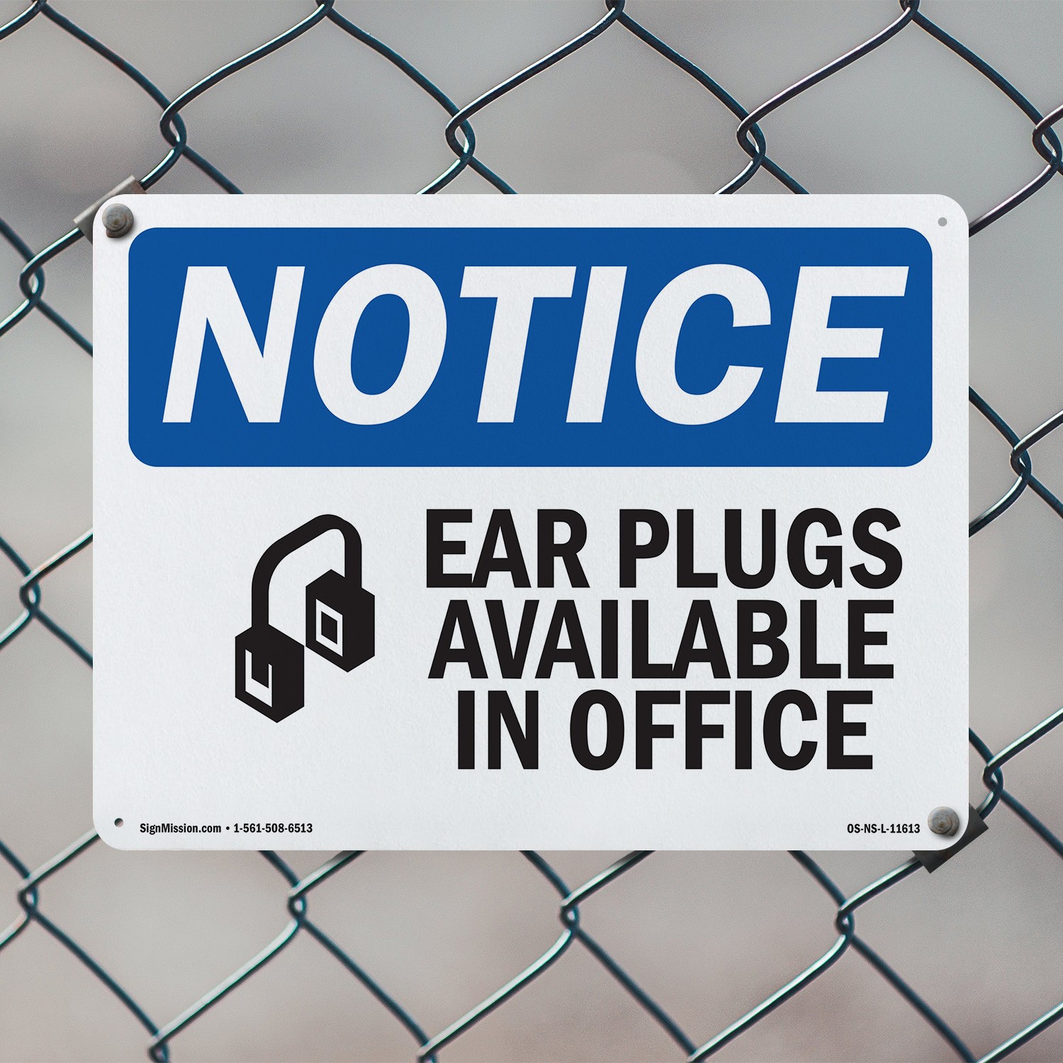 Ear Plugs Available In Office OSHA Notice Sign Metal Plastic, Decal 5 or 10 Pack