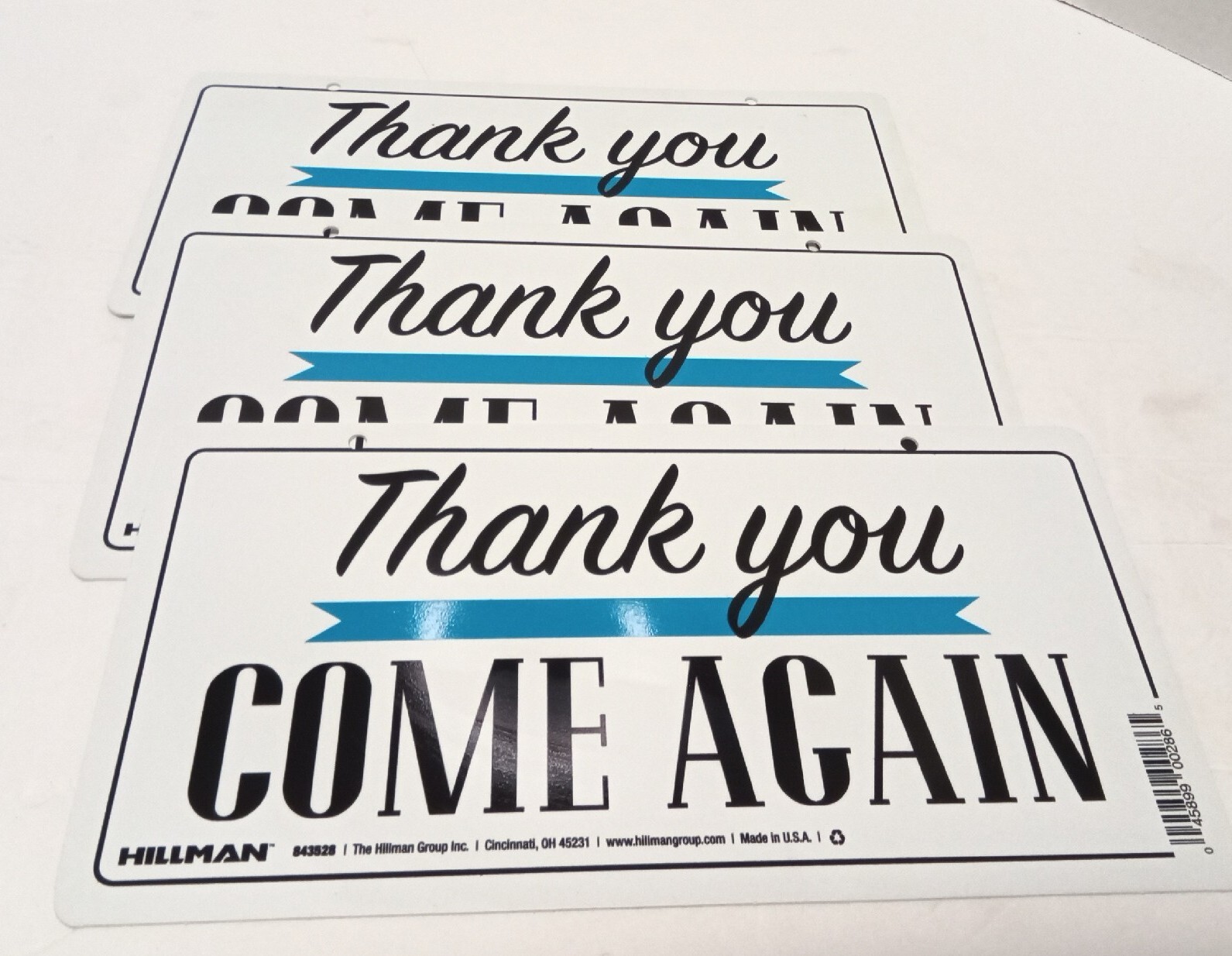 Hillman 5-in x 10-in Welcome, Come Again Business Sign 843528 Lot Of 3 New