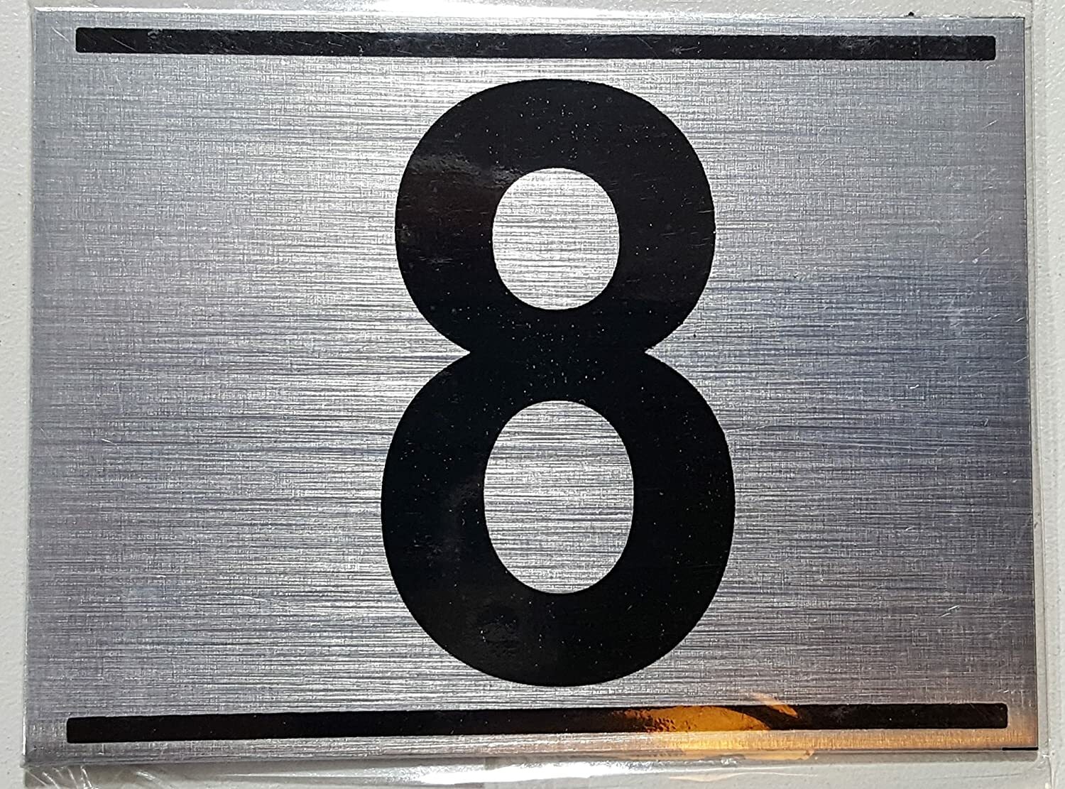 APARTMENT NUMBER EIGHT (8) SIGN – -BRUSHED ALUMINUM (2.25X3)–REF24-1027