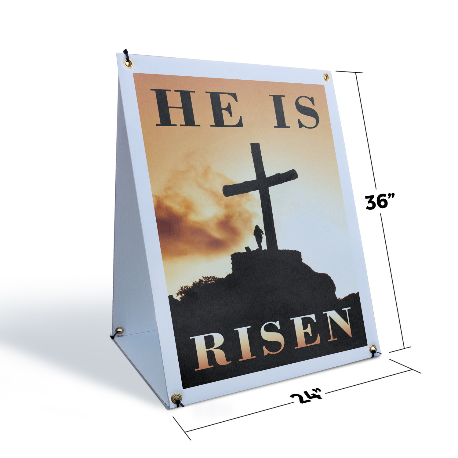 He Is Risen A-Frame Sidewalk Sign Faith Based Design Inspirational Message Now