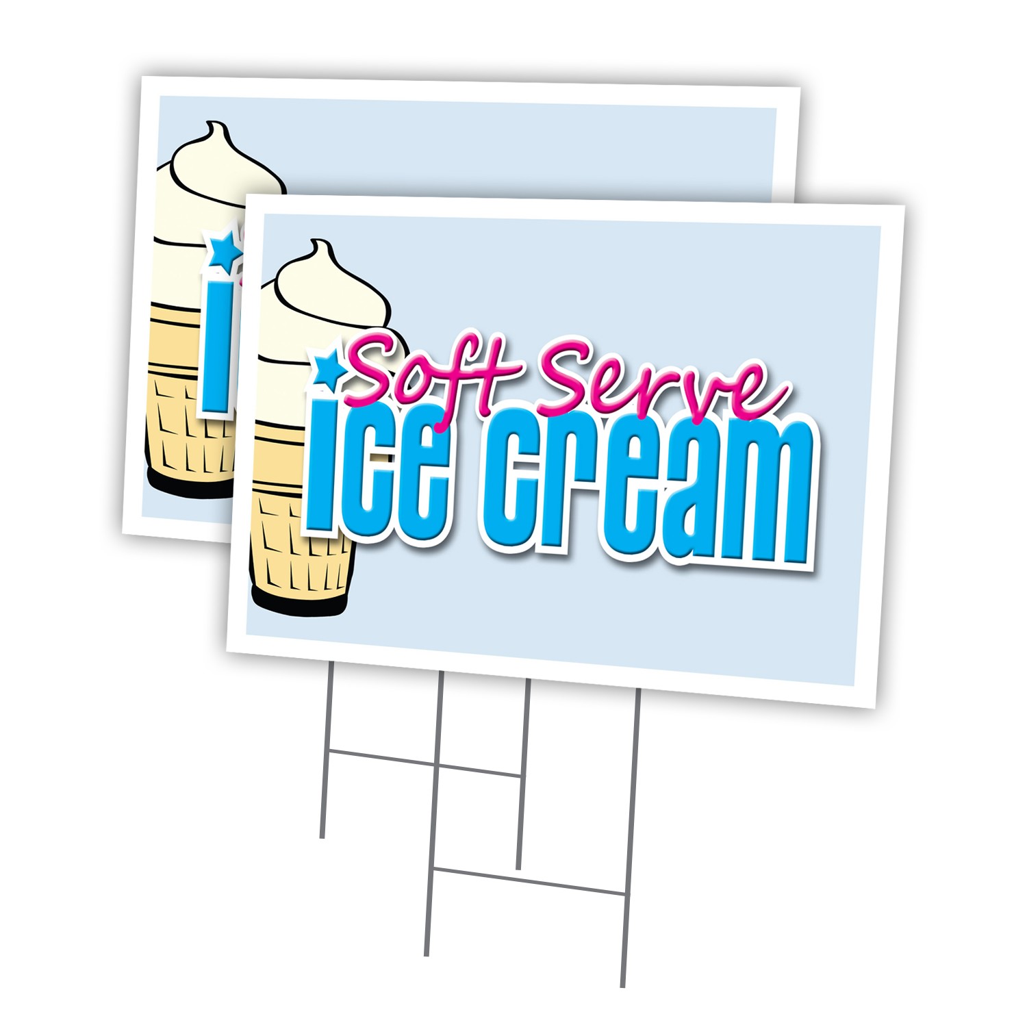 Soft Serve Vanilla Ice Multi-Pack of Yard Signs & Stake plastic coroplast window