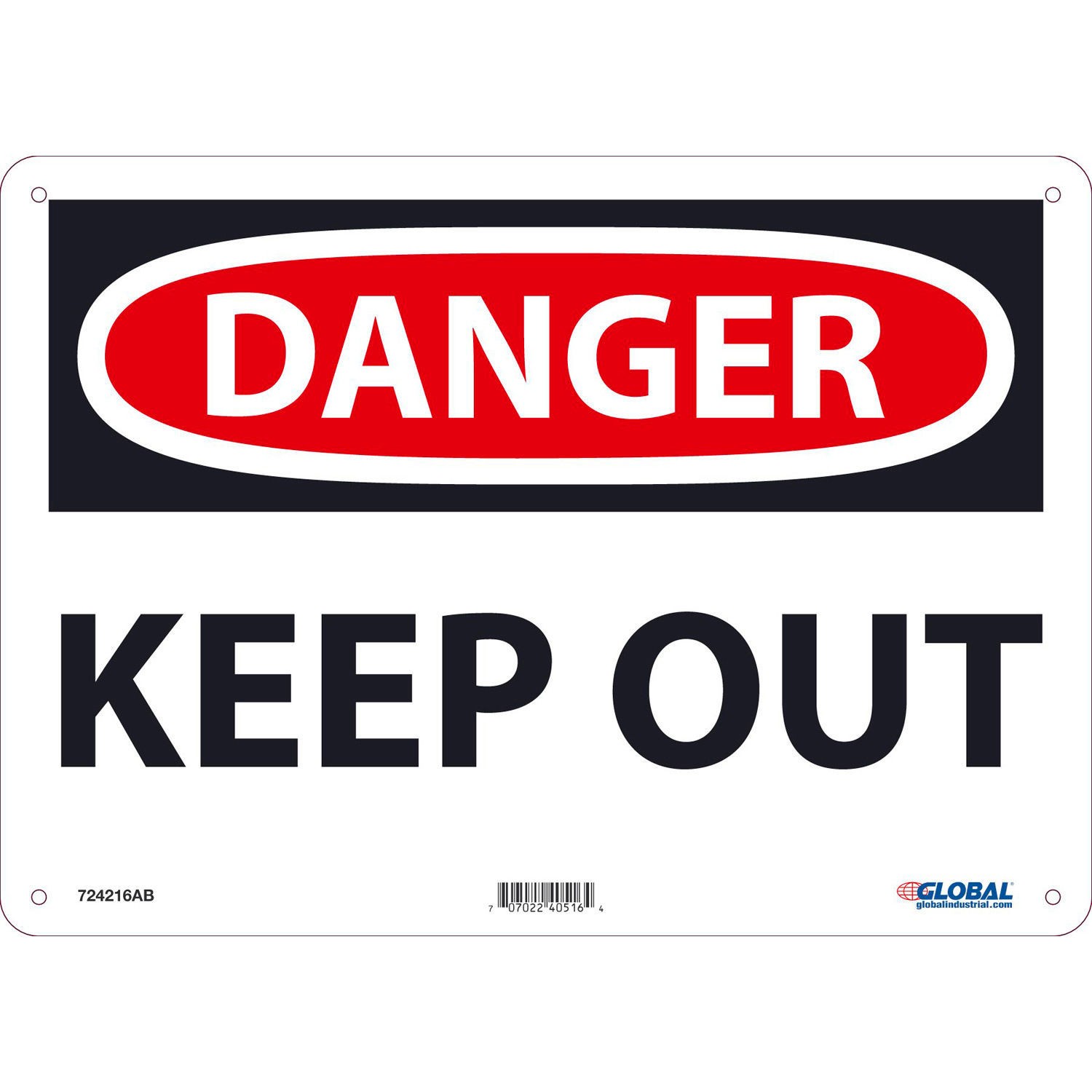 Global Industrial Danger Keep Out Sign 10×14 Aluminum