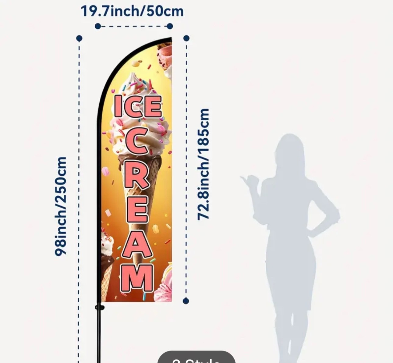 1pc Ice Cream Feather Flag with Flagpole – Durable Polyester Outdoor Banner,