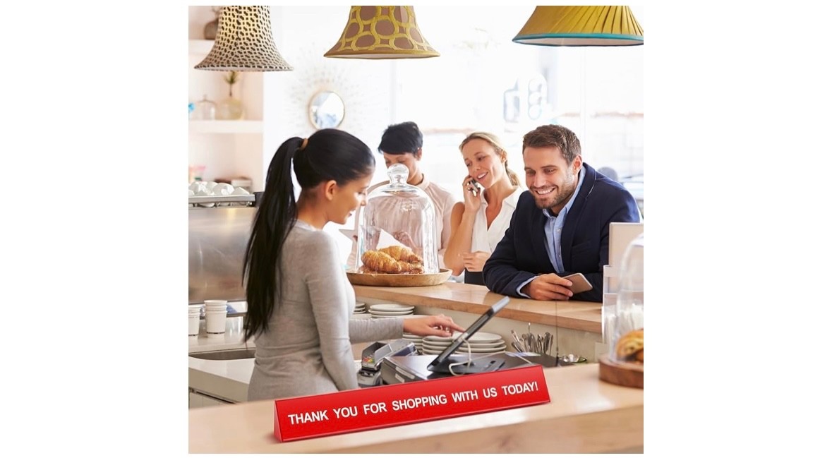 2 Pcs Checkout Lane Divider Sign Double Side Printed Thank You For Shopping With