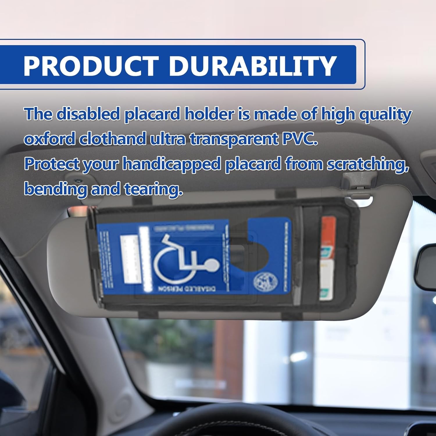 Handicap Placard Holder for Auto, Disabled Parking Permit Sign Black