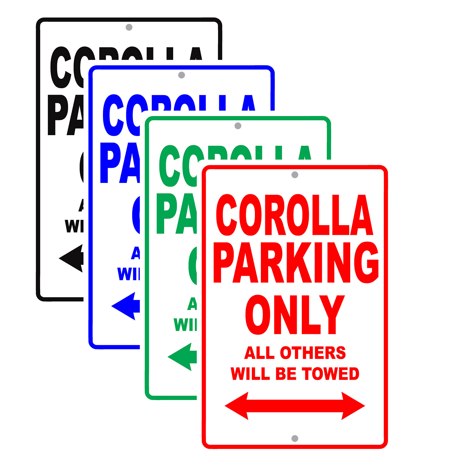 Corolla Toyota Car Reserved Parking Only All Others Towed Garage Aluminum Sign