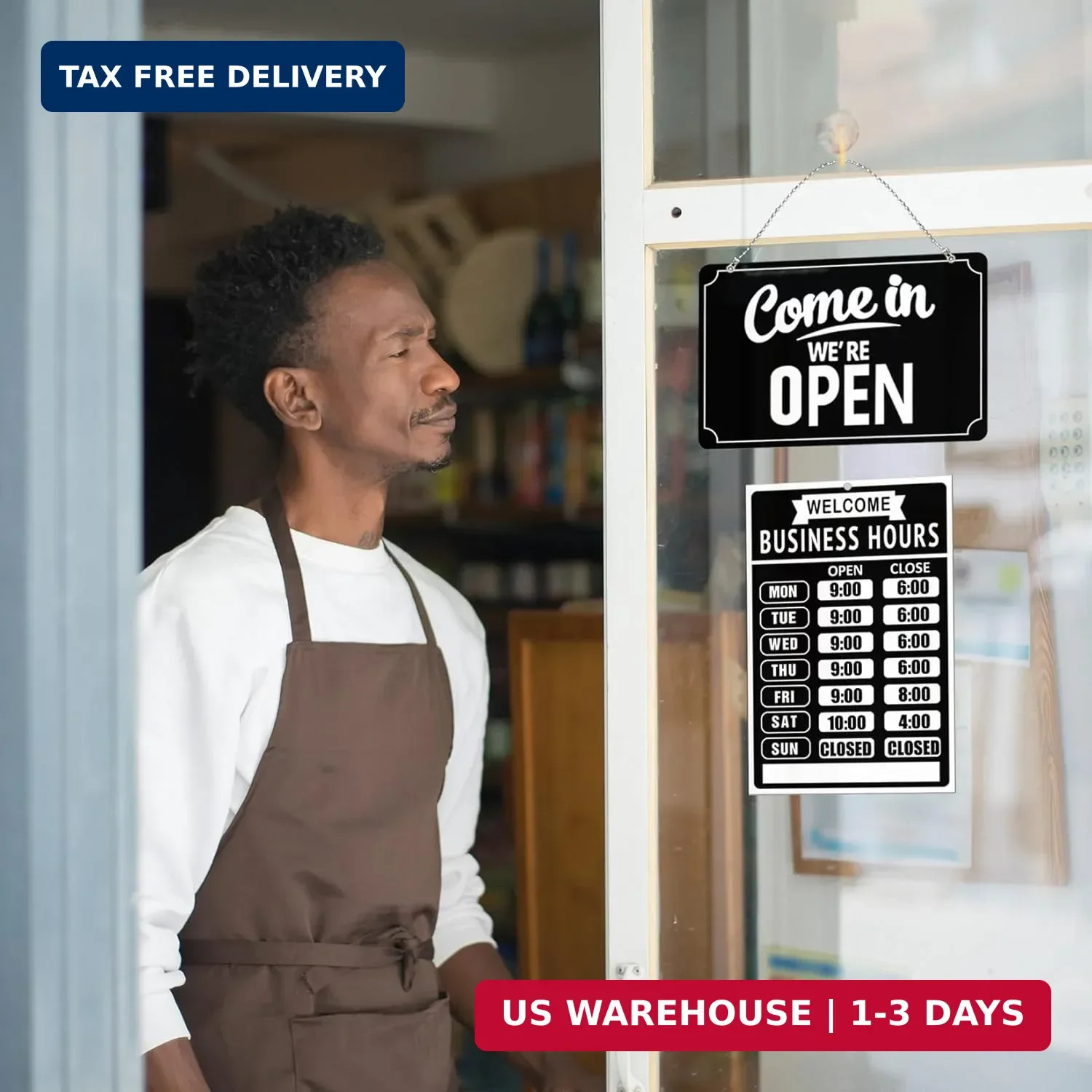 Open Closed Signs Business Hours Sign Set for Window Door Open Signs for Busines