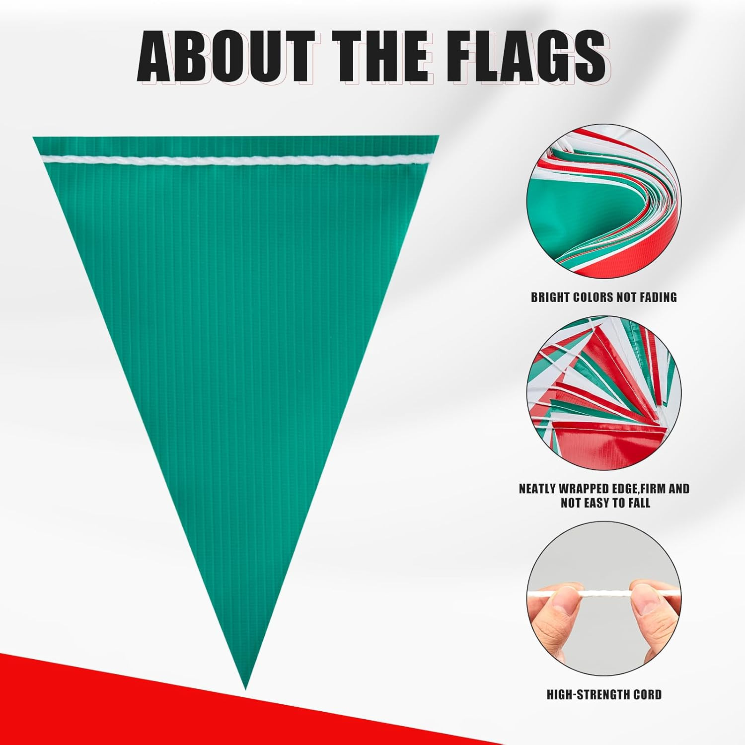 Safety Warning Pennant Banner Flags – Multipurpose High Visibility Colored Trian