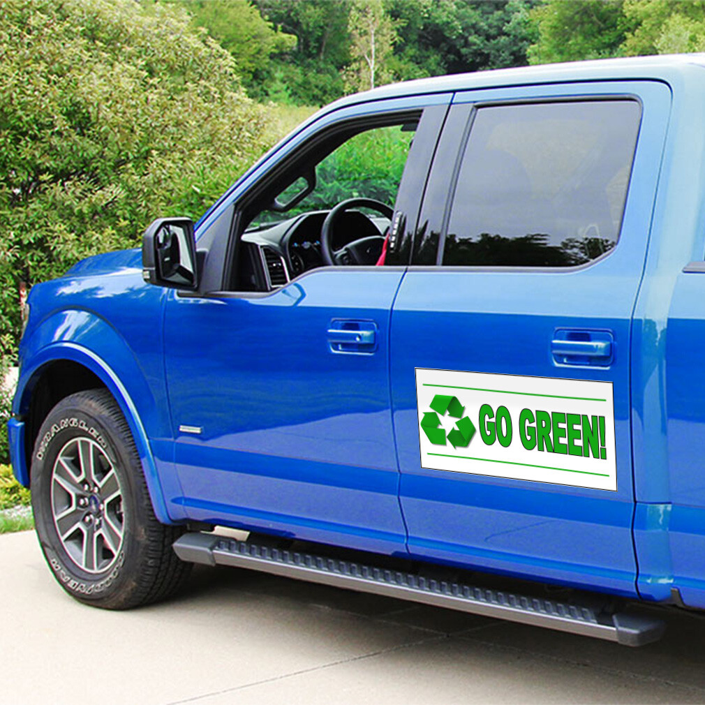 Car Magnet Set of 2 Go Green Recycle Car Advertising Industrial Sign