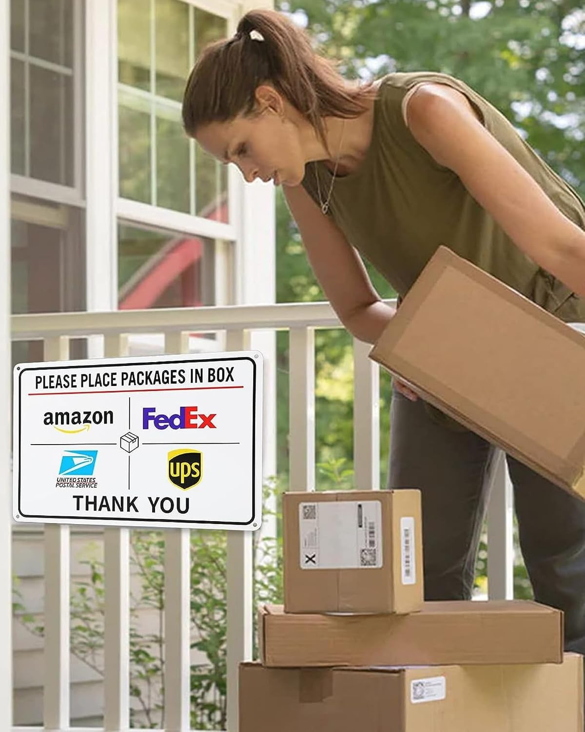 Package Delivery Sign Instructions Amazon UPS Fedex Delivery Box Sign,12″ X 8″ I
