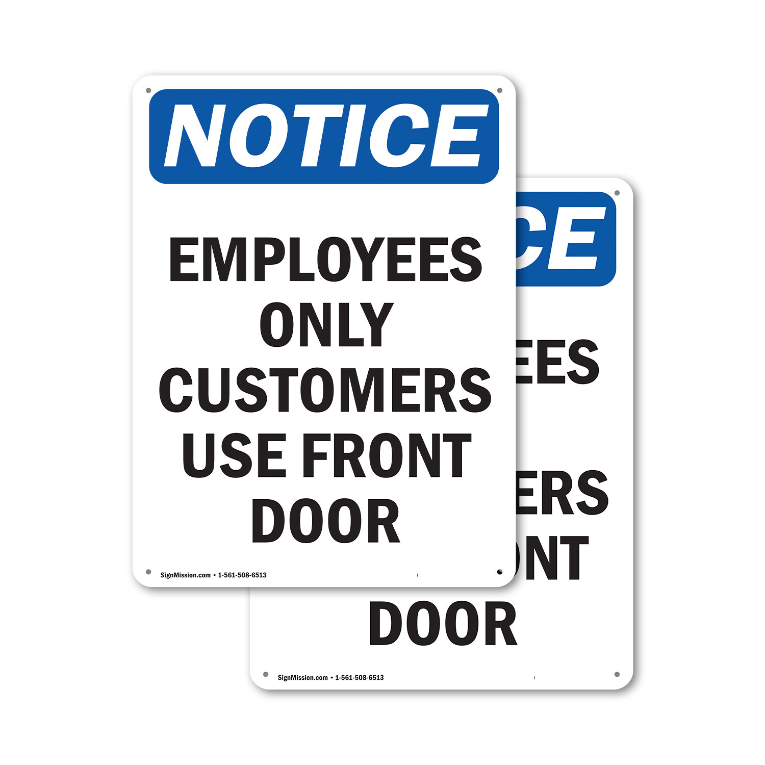 (2 Pack) Employees Only Customers Use Front Door OSHA Notice Sign Decal Metal
