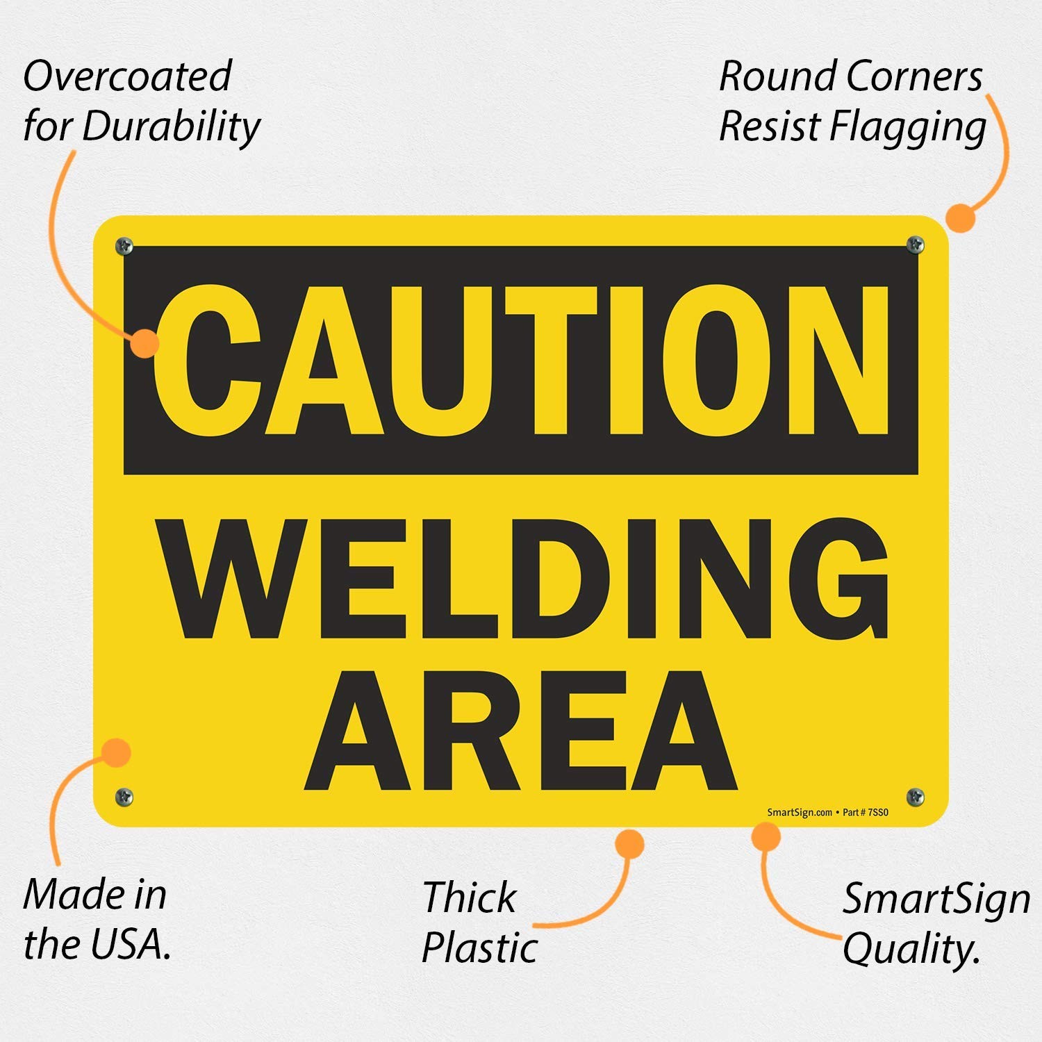 10×14″ ‘Caution – Welding Area’ Sign Plastic OSHA Safety Warning for Work