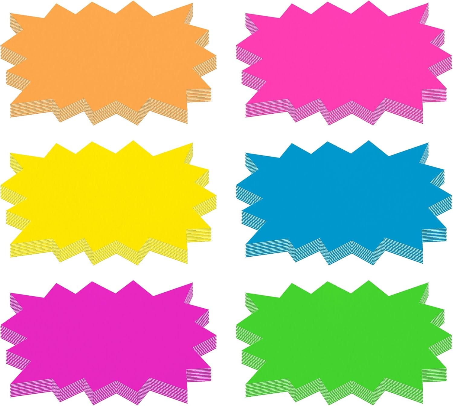 60 PCS Fluorescent Neon Signs, 6 Colors Starburst Signs for Retail Garage Sale P
