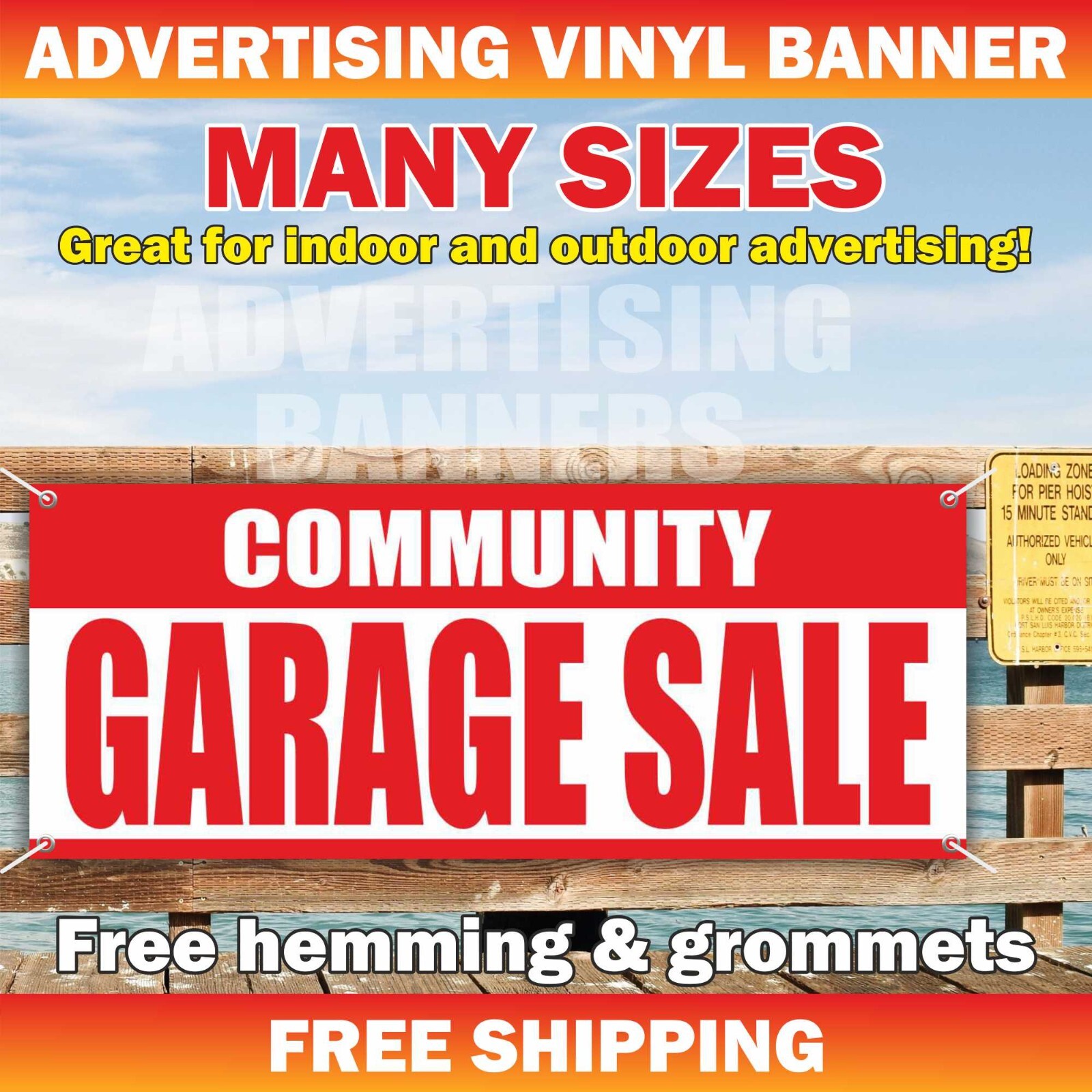 COMMUNITY GARAGE SALE Advertising Banner Vinyl Mesh Sign FLEA MARKET Antiques
