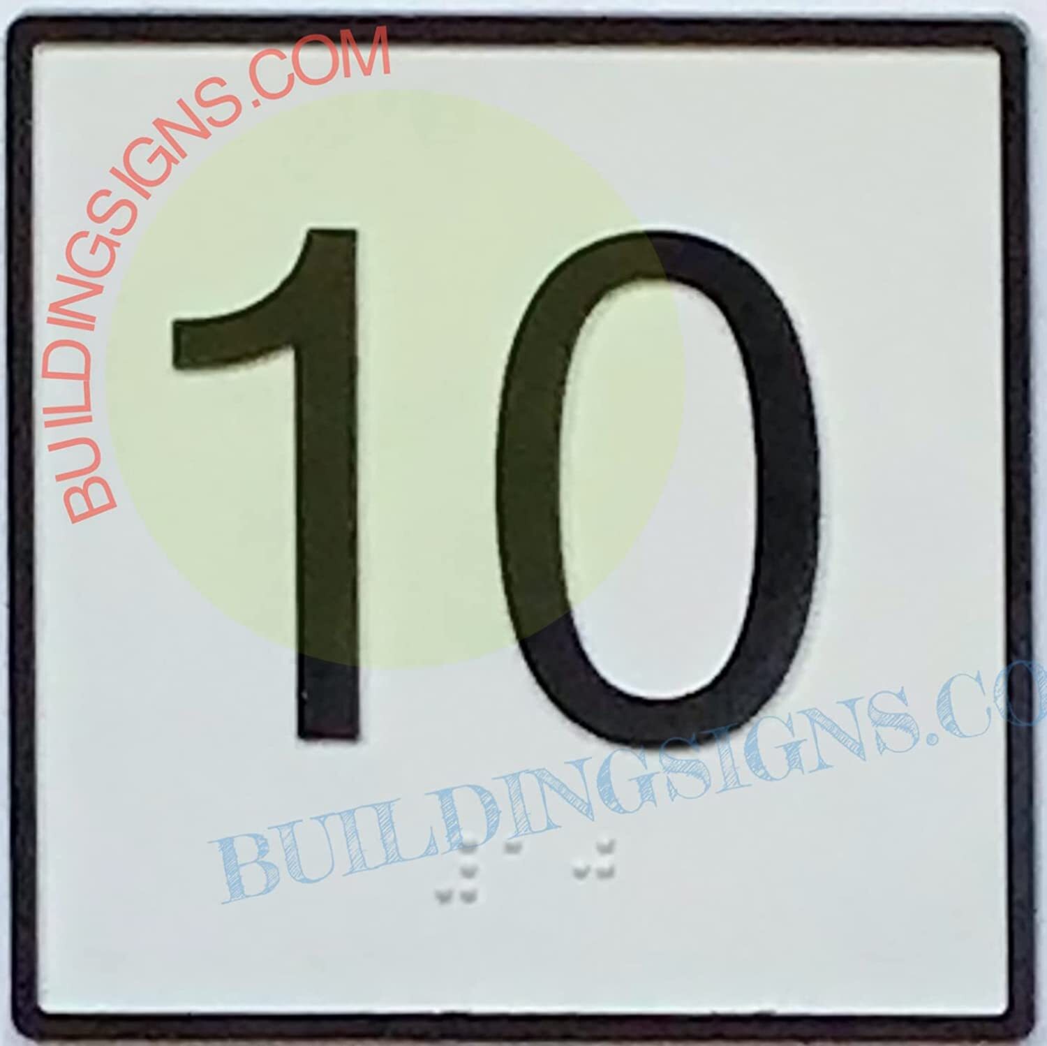 Elevator Floor Number 10 Sign- Elevator JAMB Plate Floor 10 Sign