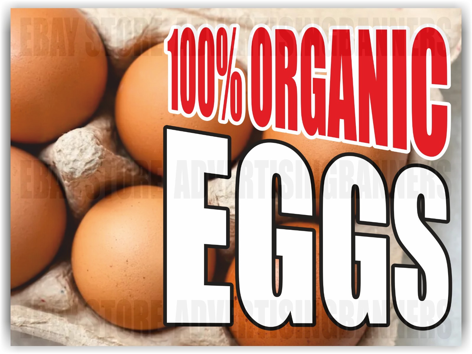 100% ORGANIC EGGS Yard Sign with H-Stakes FARM FRESH EGGS Chickens Farmers Fair