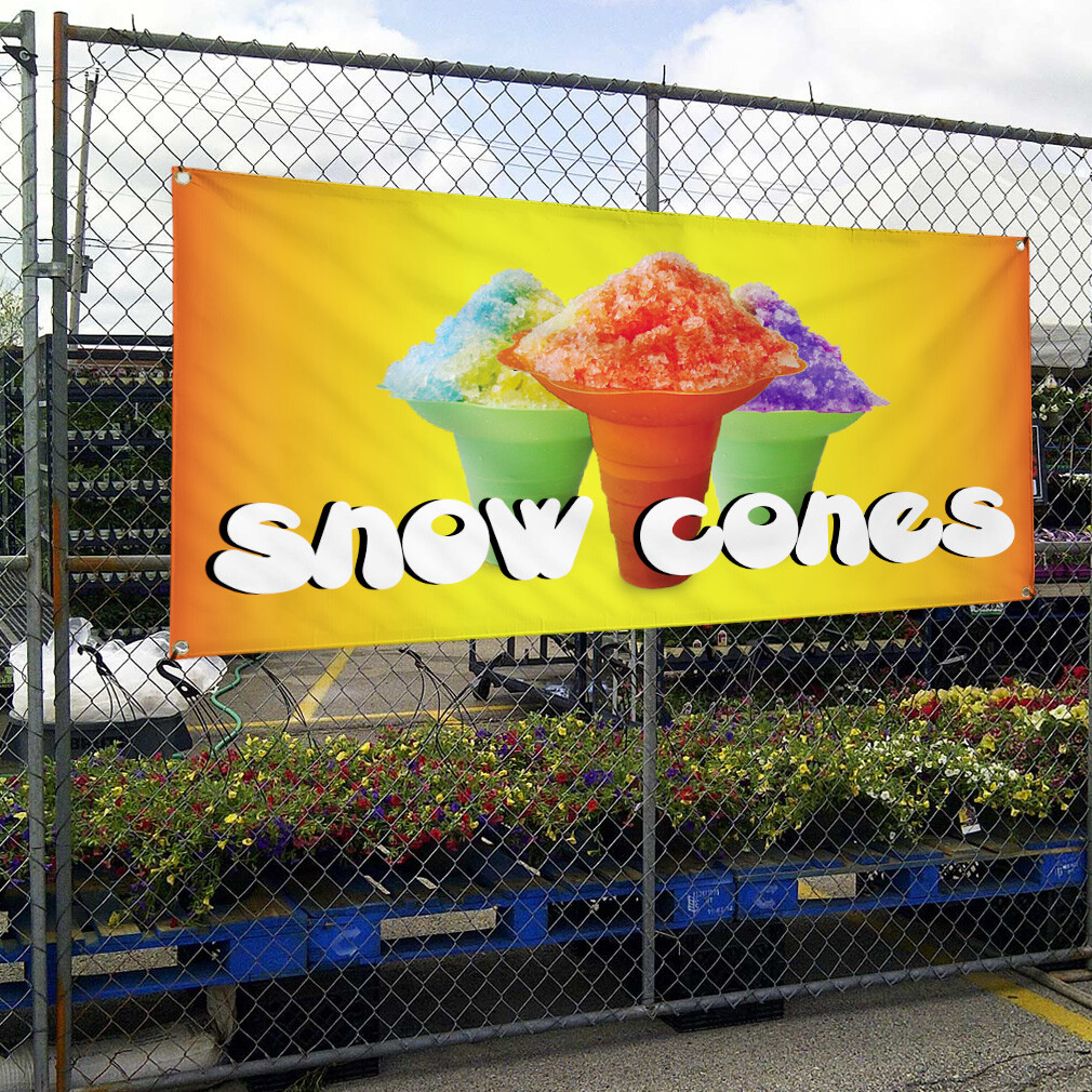 Vinyl Banner Multiple Sizes Snow Cones Outdoor Advertising Printing A Outdoor