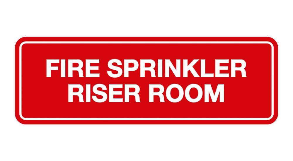 Standard Fire Sprinkler Riser Room Sign Red Large 1 Pack Wall Signage