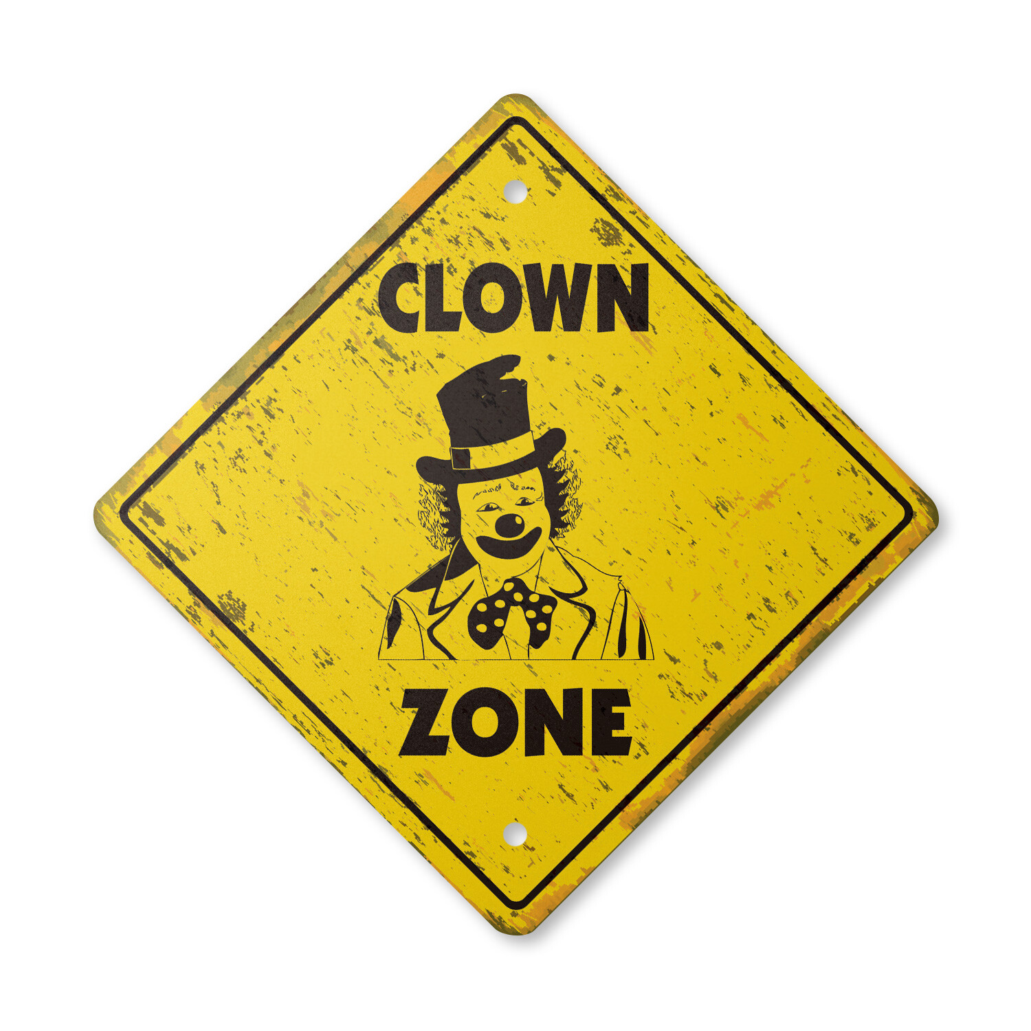 Clown Vintage Crossing Sign Xing Plastic Rustic Tall circus face paint shoes sad
