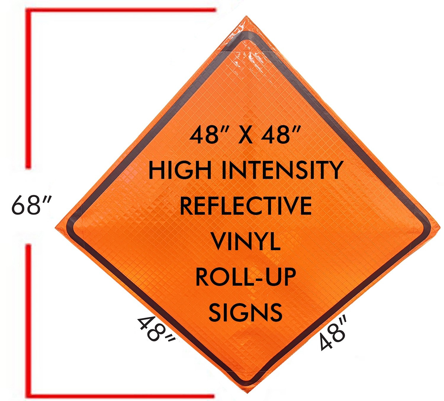 Custom 48″ Orange Reflective Roll-Up Sign Kit Steel Spring Stand MUTCD