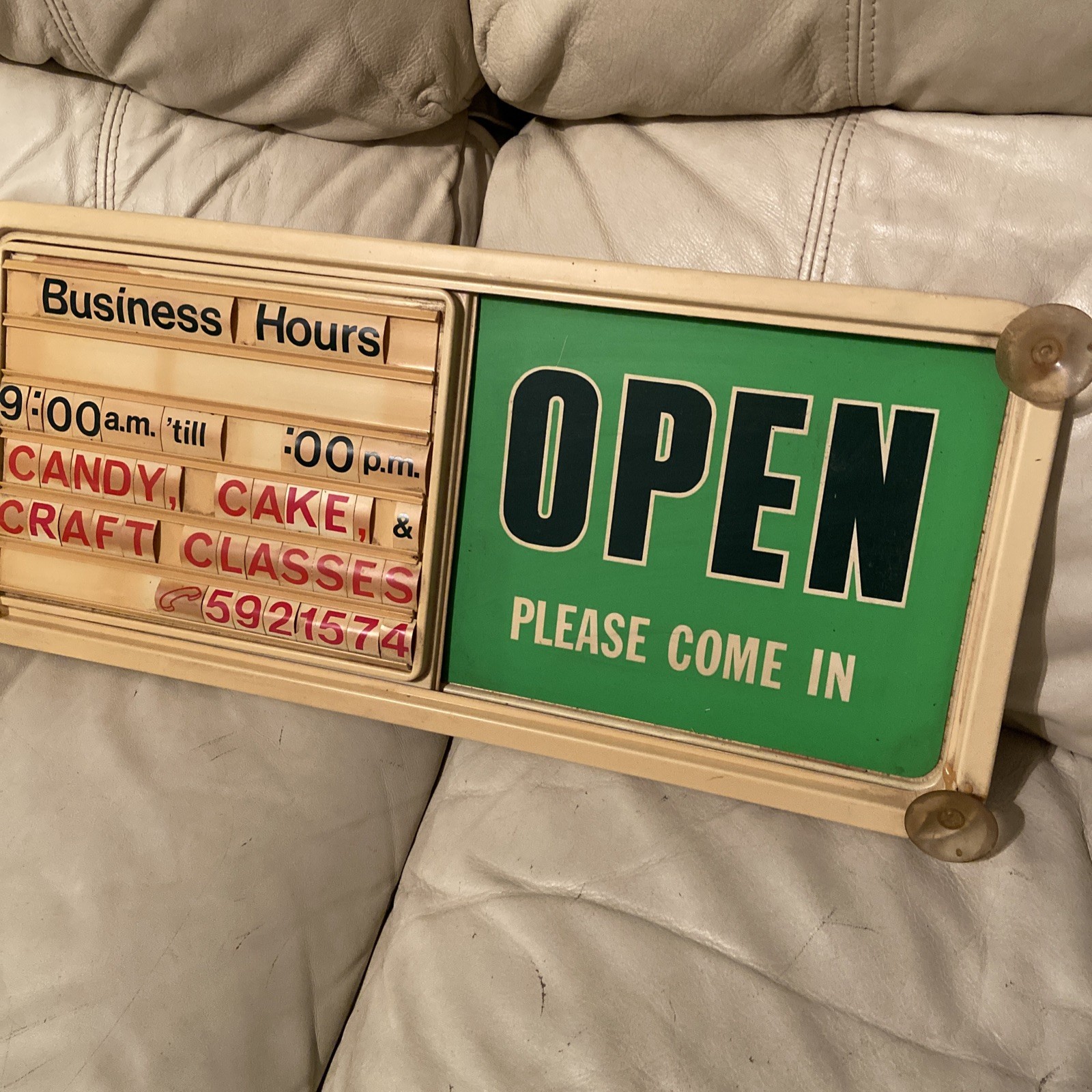 Vintage Open Closed Sliding Business Hours Storefront Sign Frame Letters