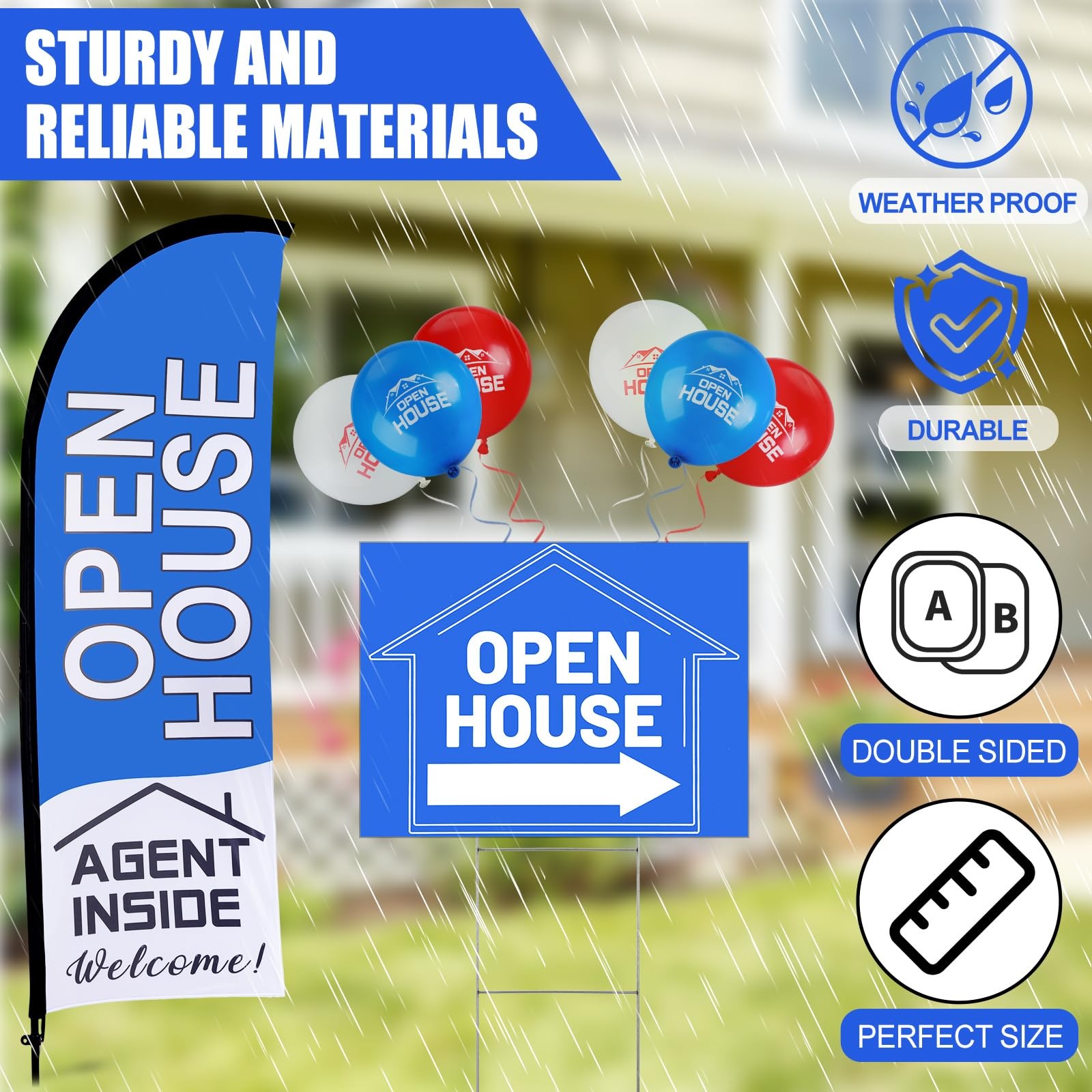 Buryeah 106 Pcs Real – 2 Open House Flags Pole Kits 14 Double Sided Open