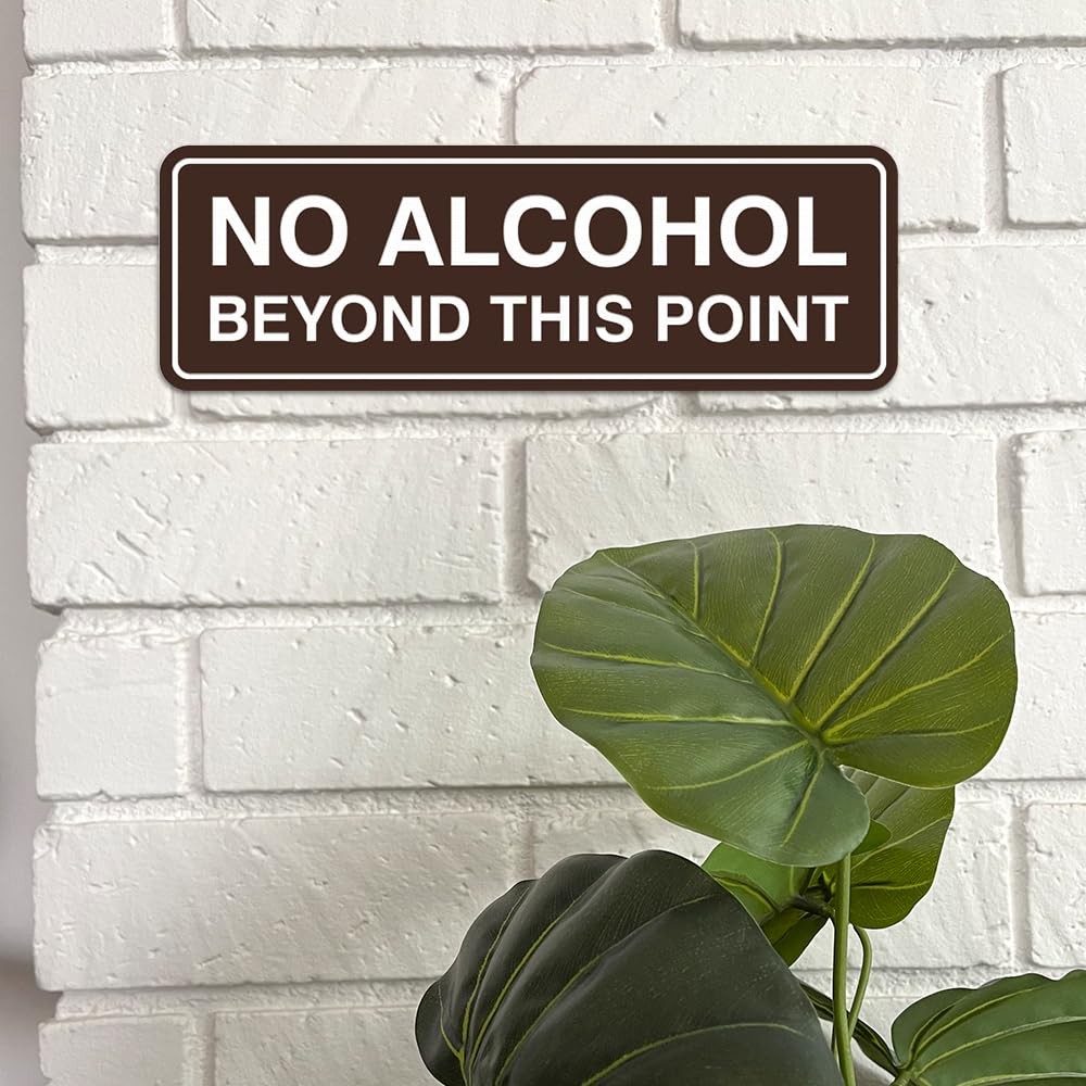 Standard No Alcohol Beyond This Point Sign – Black – Large 3 x 9″