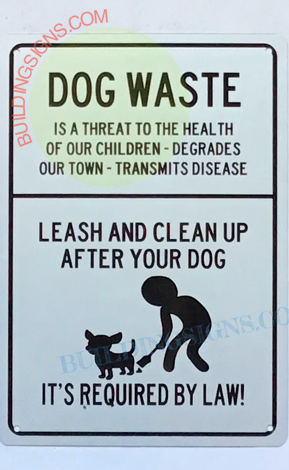 DOG WASTE SIGN (7×10, White, Aluminum)-REF24-1027