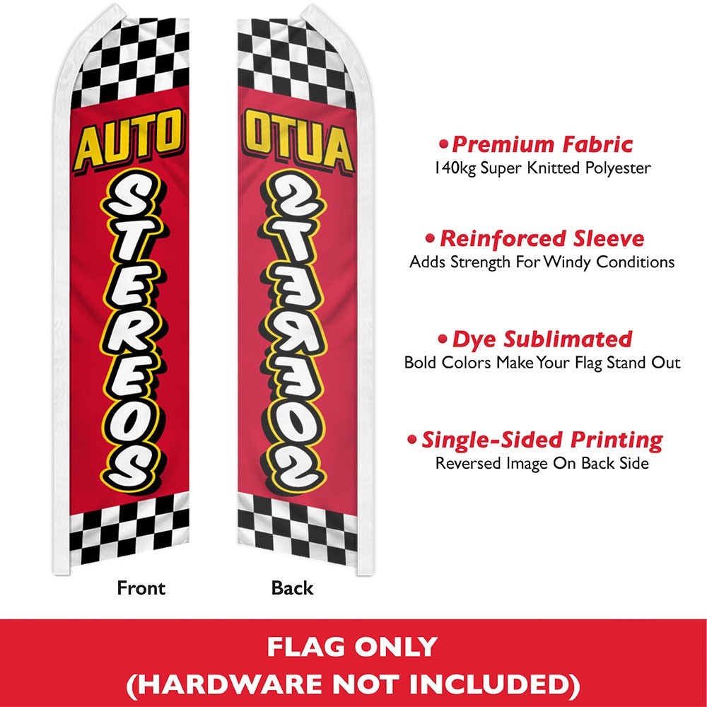Auto Stereos Advertising Swooper Feather Flutter Flag Car Sound System RED