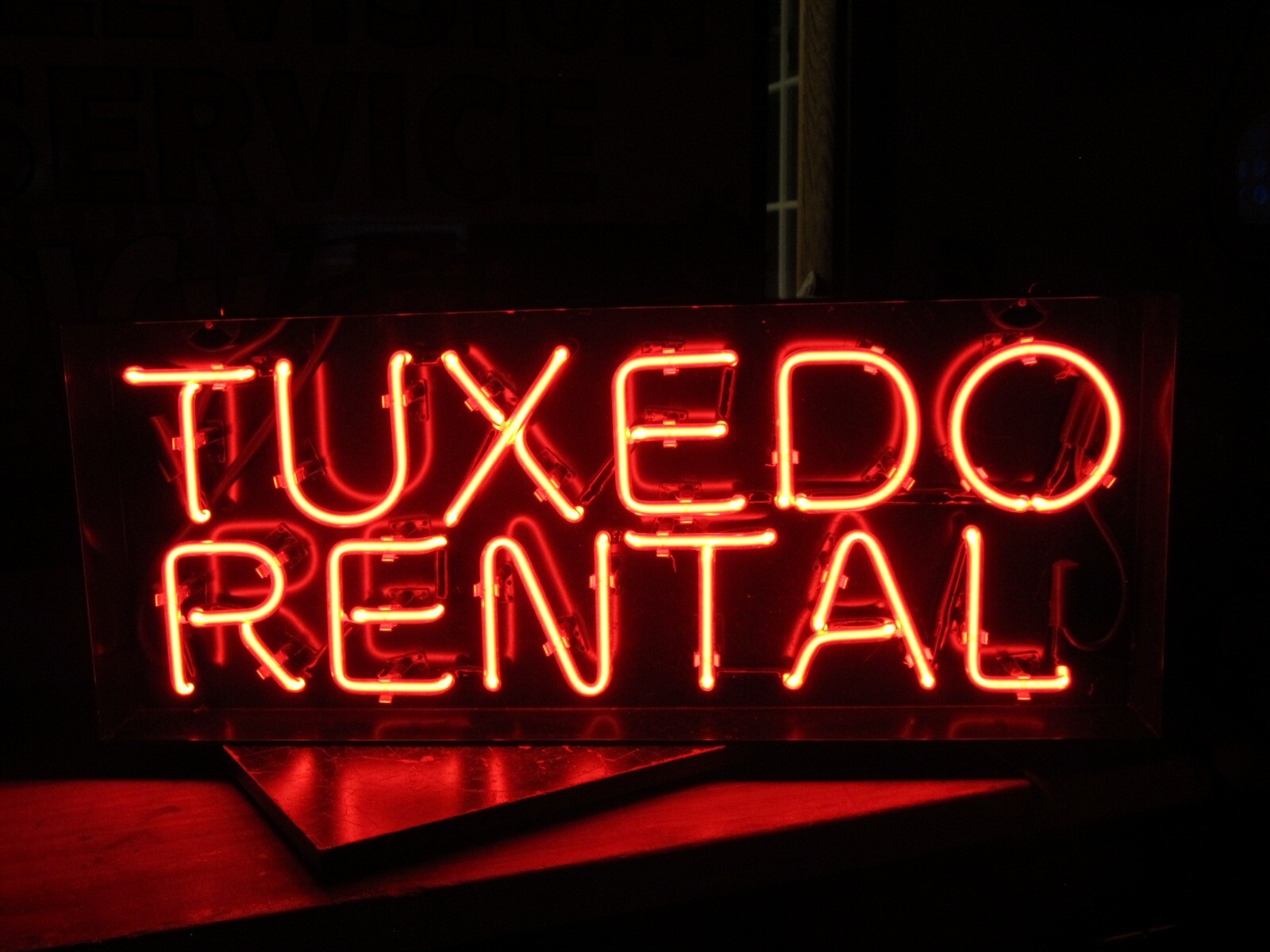 “TUXEDO RENTAL” 32”x13”x3” Neon Sign USED Works, PICK UP HERE LOWELL INDIANA