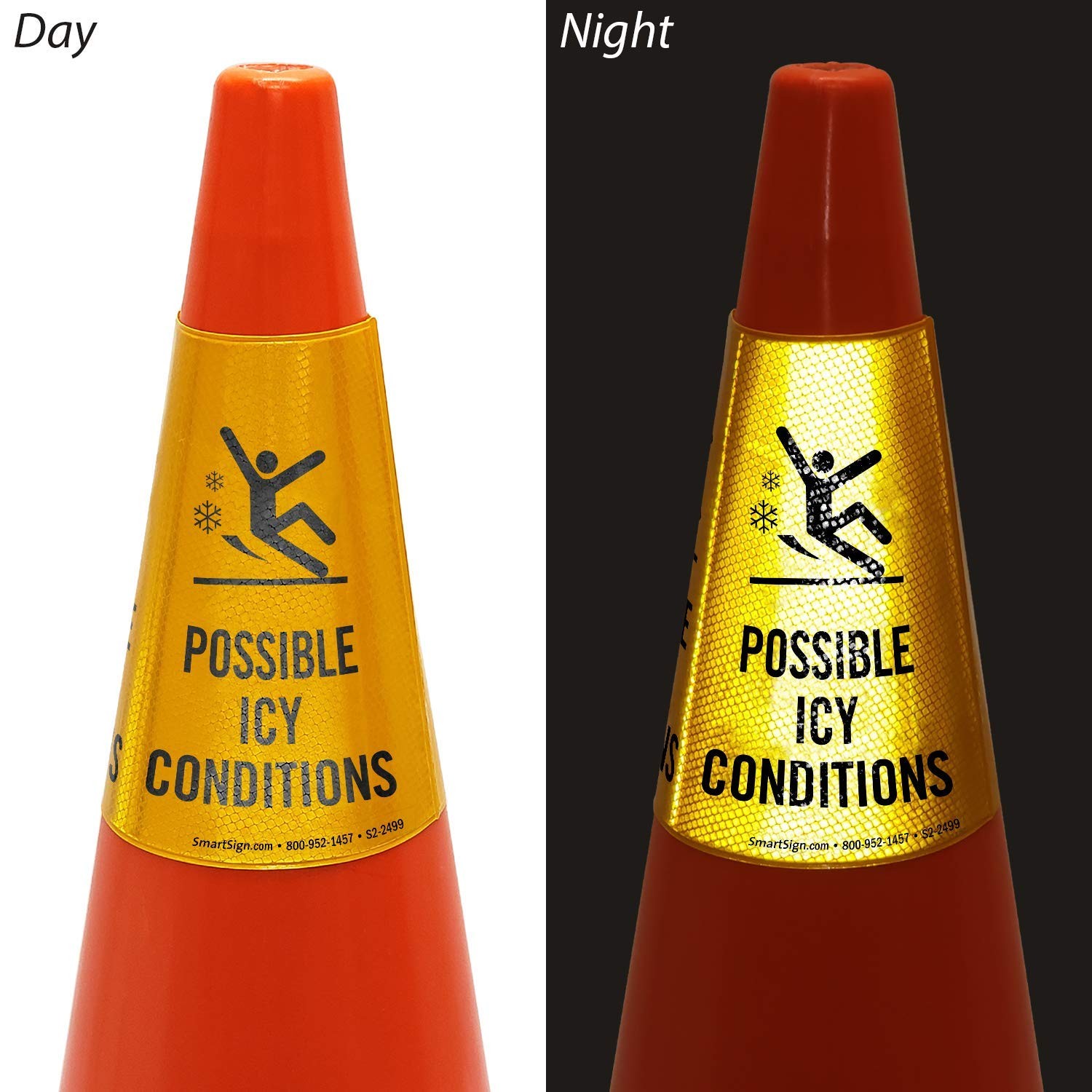 Possible Icy Conditions Bright Reflective Cone Message Sleeve