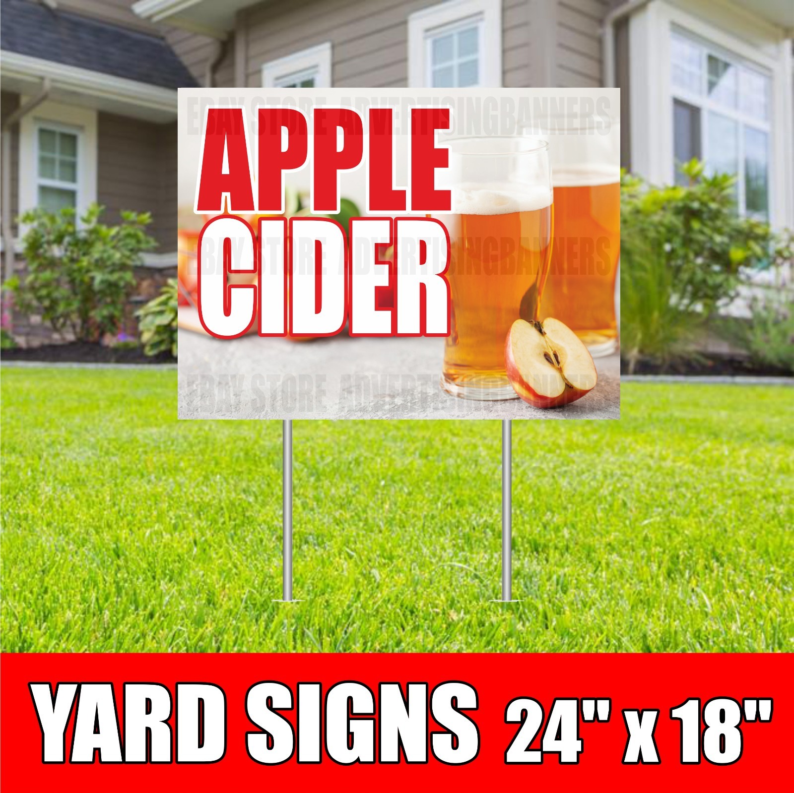 APPLE CIDER Yard Sign with H-Stakes Lemonade Juice Drink Soda Fresh Bar