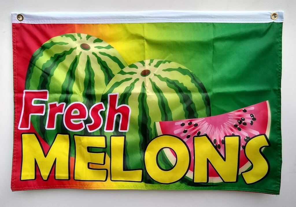 FRESH MELONS FLAG 2x3ft flag, vertical banner