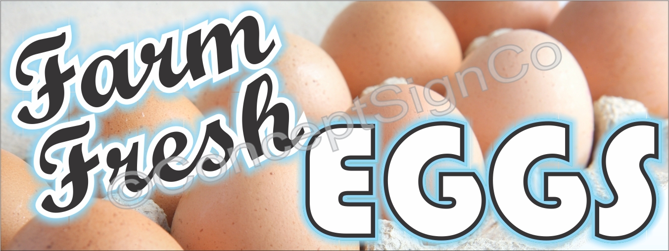 4’x10′ FARM FRESH EGGS BANNER Outdoor Sign XL Farmers Market Stand Chickens BIG