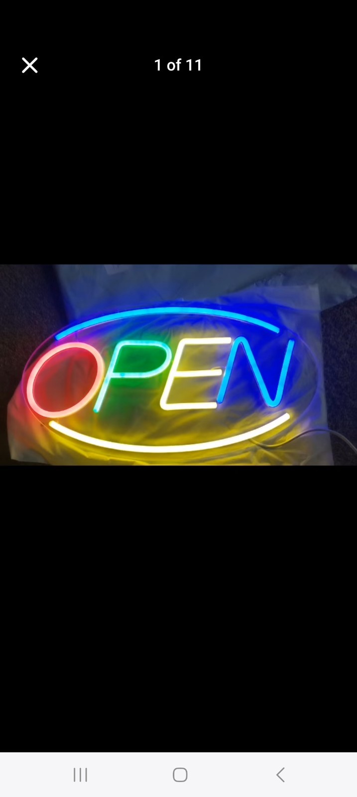 lit Sign “OPEN” multi-colored Illuminated Acrylic Multicolor business sign, fun.