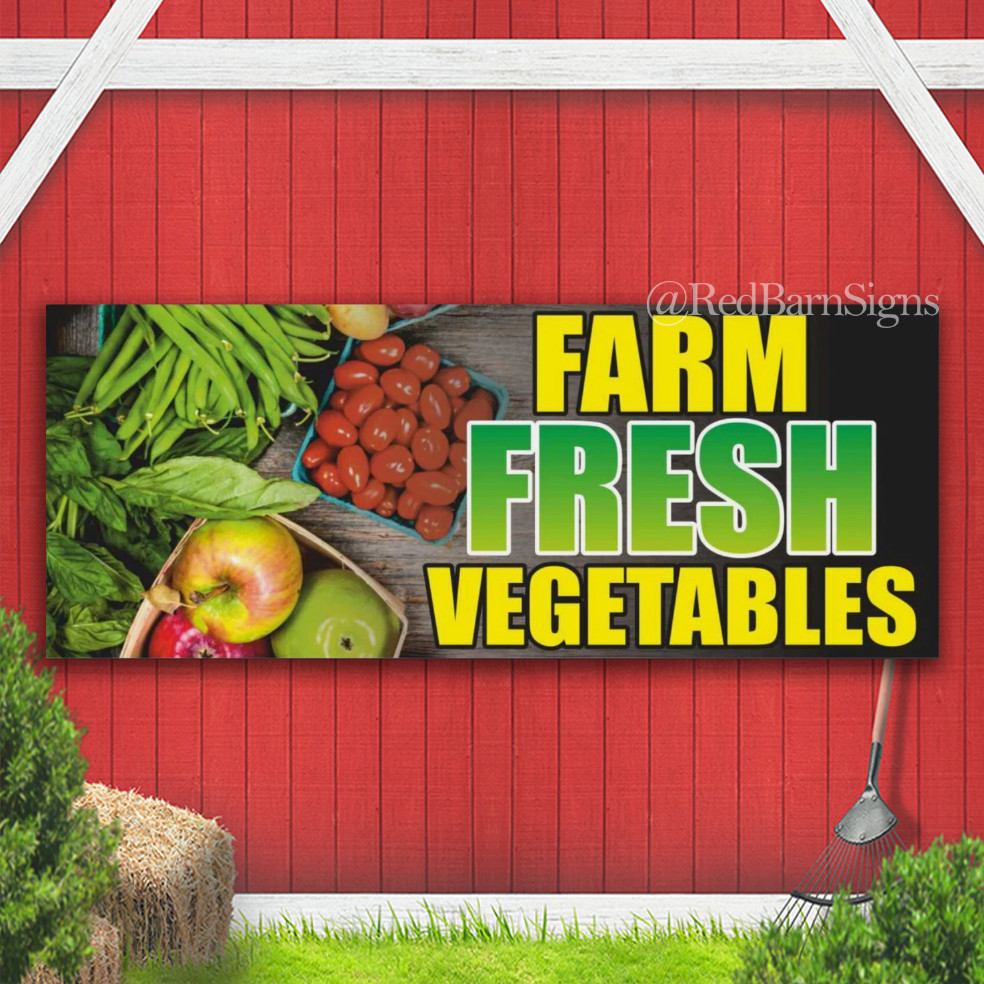 FARM FRESH VEGETABLES fruit shop Indoor Outdoor Banner Sign with grommets