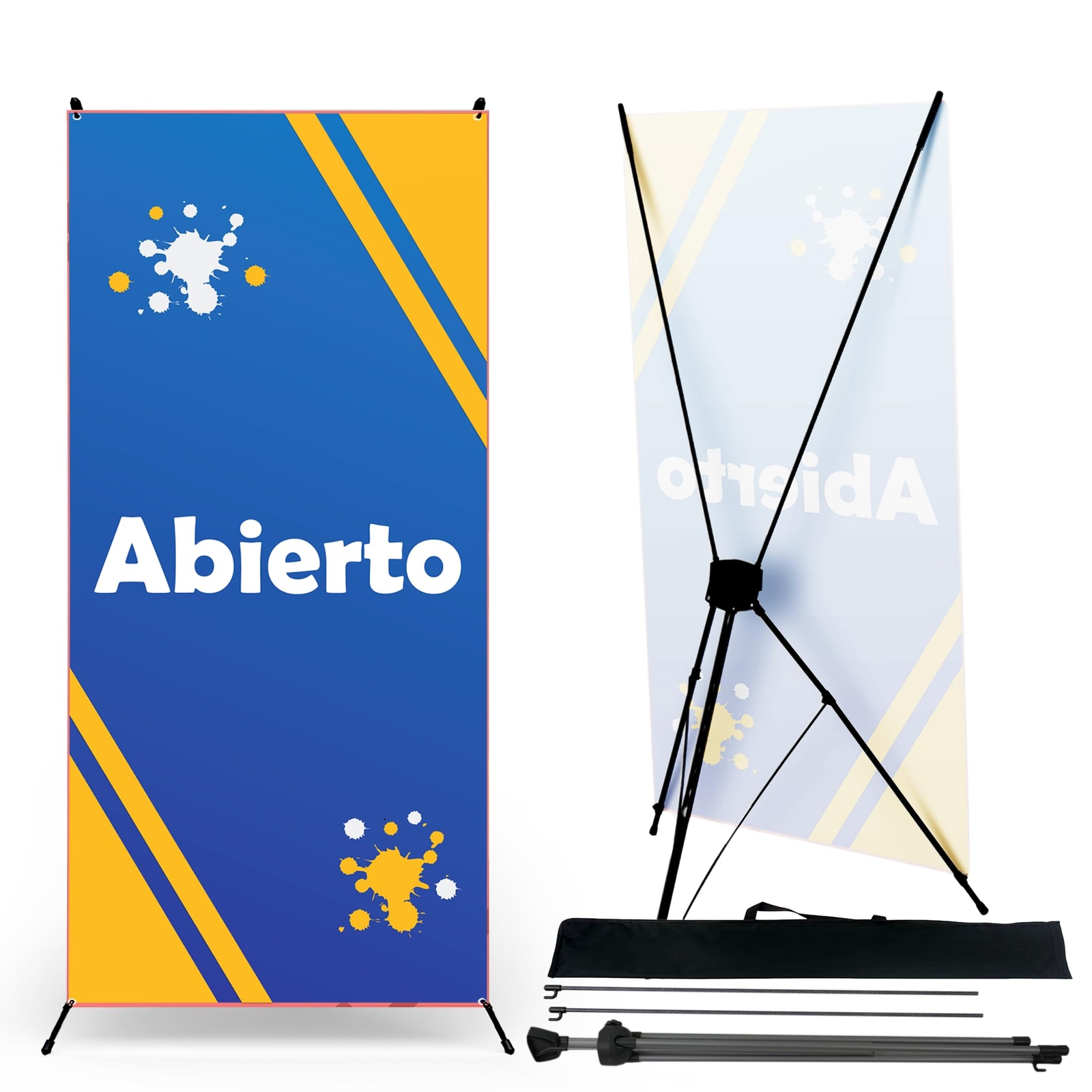 Business Open Promotion Sign Adjustable X Banner Stand | X Frame Stand w/ Cover
