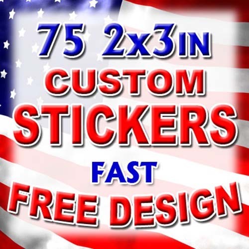 75 2×3 Custom Printed Full Color Outdoor Vinyl Business Logo Sticker Decal Label
