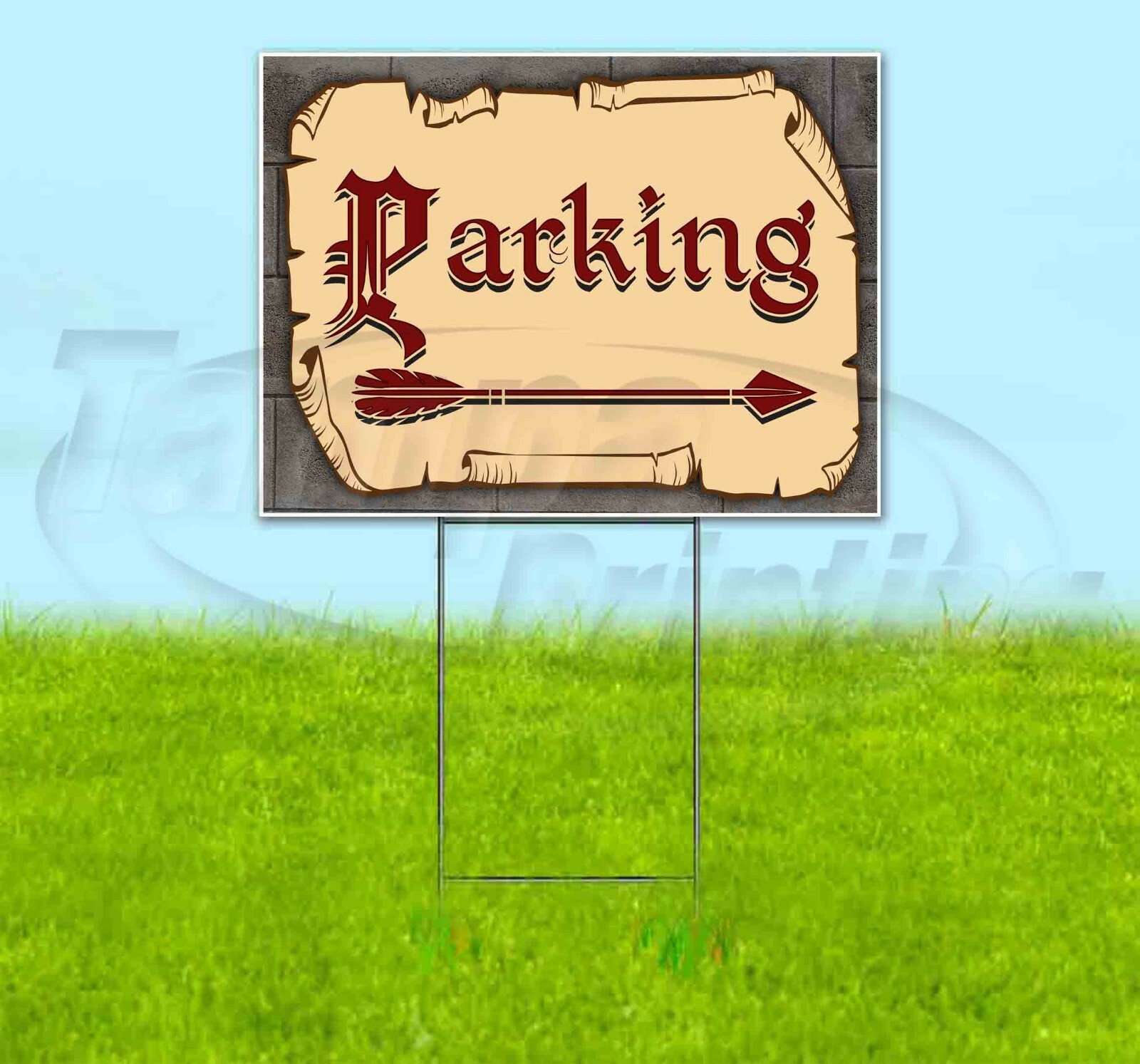 PARKING ARROW 18×24 Yard Sign Corrugated Plastic Bandit Lawn Business MEDIEVAL