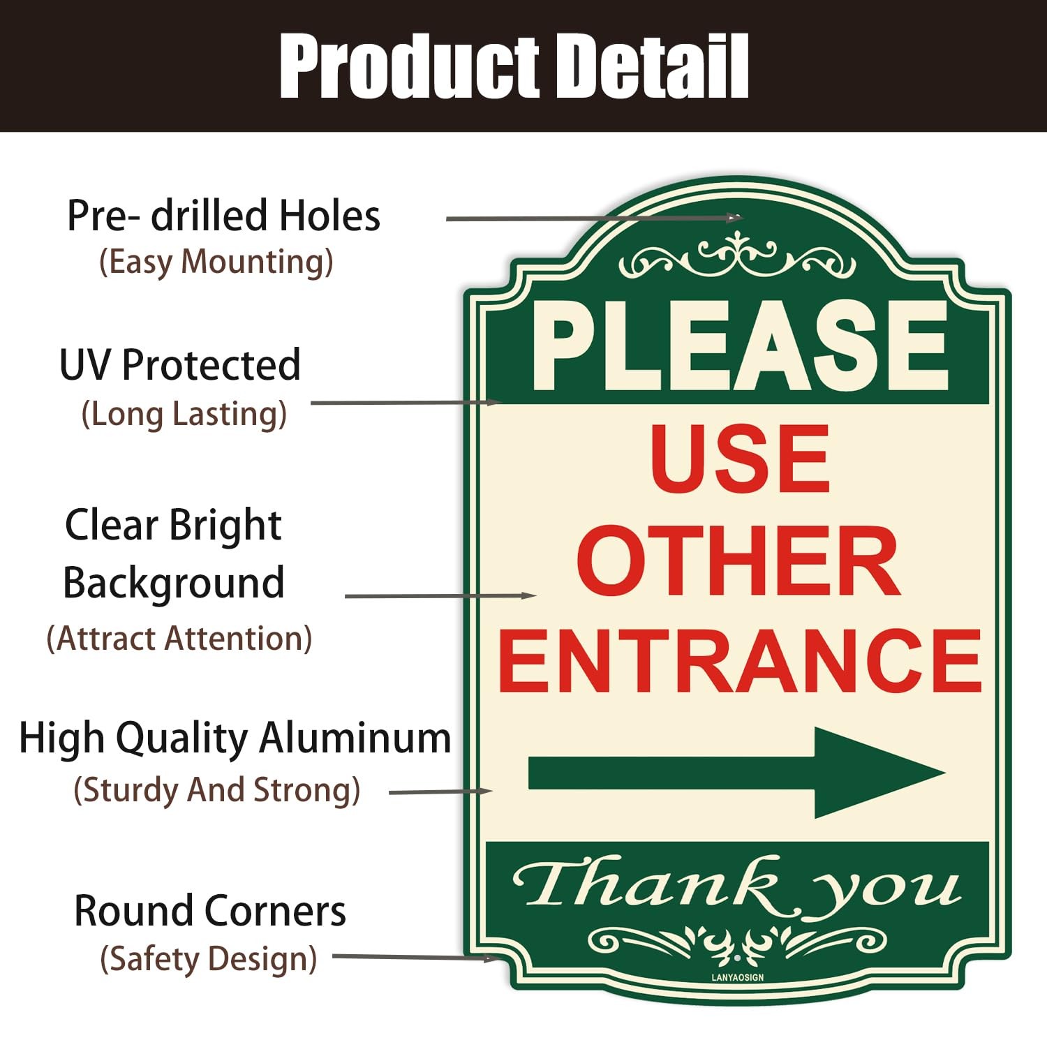 2 Pack Please Use Other Entrance Right Arrow Sign,Composite Outdoor 12×8 Inch…
