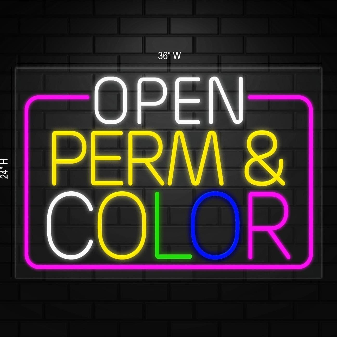Open Perm & Color Sign for Retail Displays | LED Flex Neon | 36″W x 24″H x 1″D