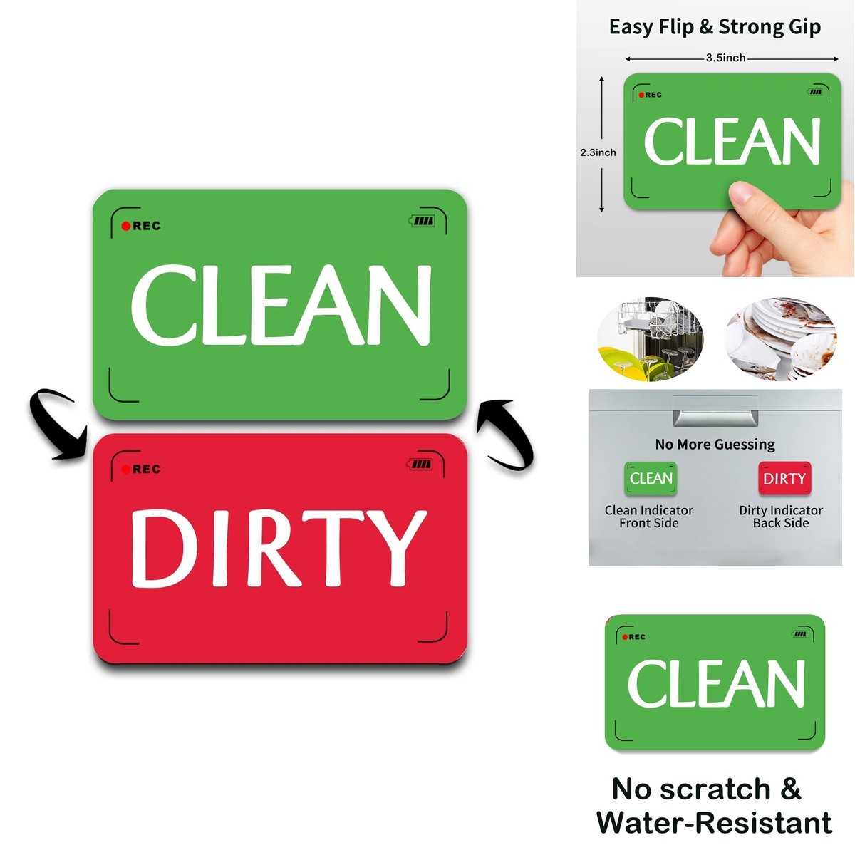 QMMD QMMDRG Clean Dirty Magnet Dishwasher Indicator Red Green