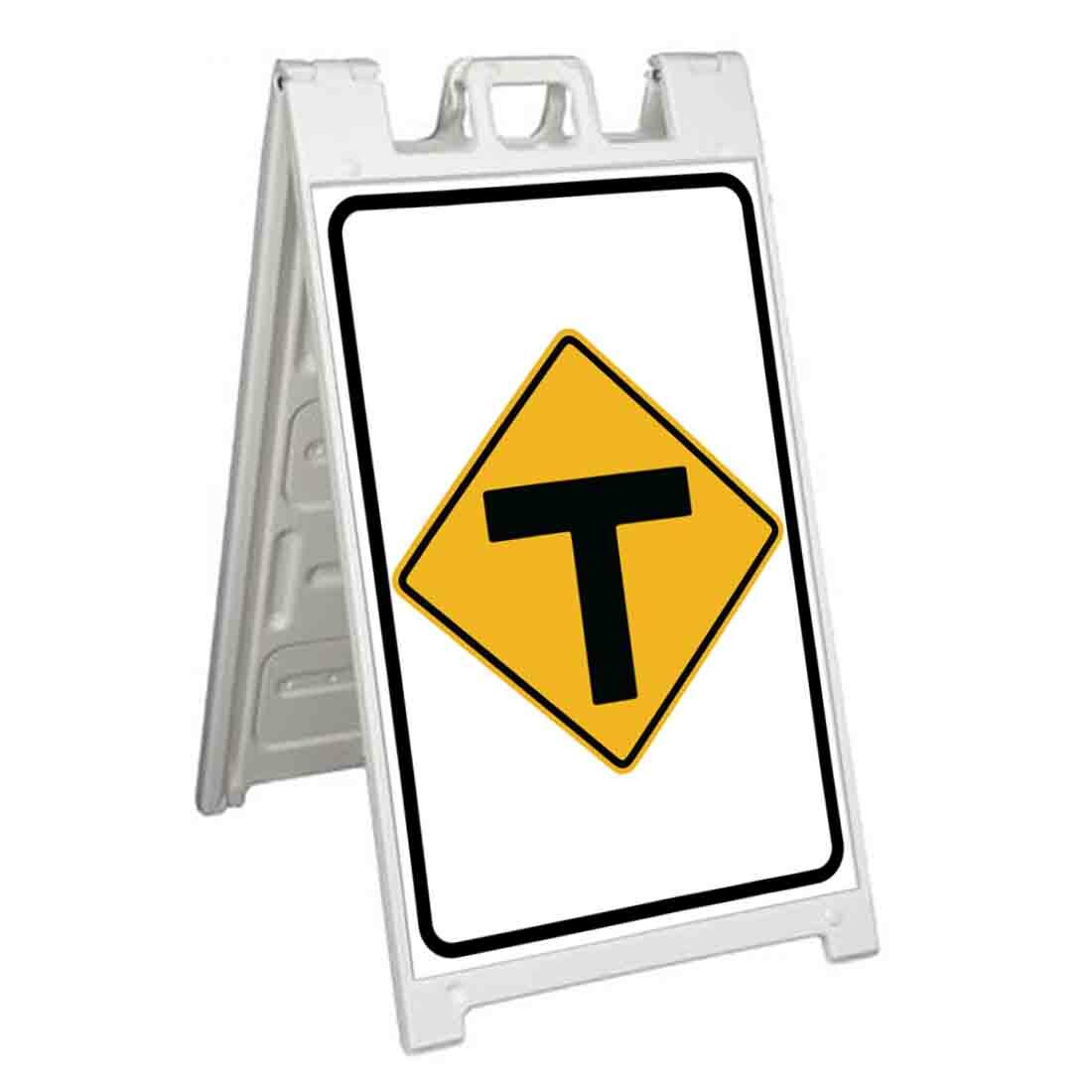 T INTERSECTION AHEAD Signicade 24×36 Aframe Sidewalk Sign Banner Decal STREET