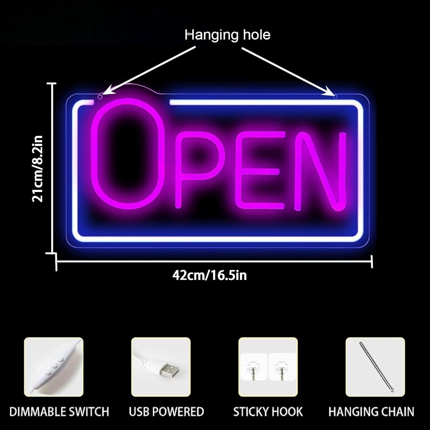 Open Signs for Business: Bar Open Neon Signs, Dimmable Led Lamp, USB Powered …