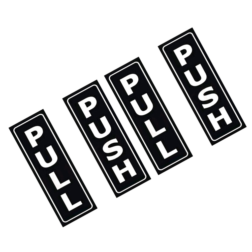 4 Pcs Black PVC Push Pull Door Sign Stickers Creative Decals for Home Restaurant