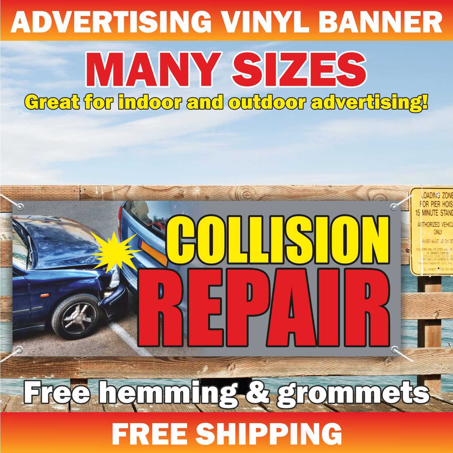 Collision Repair Advertising Banner Vinyl Mesh Sign Auto Repair Shop Service